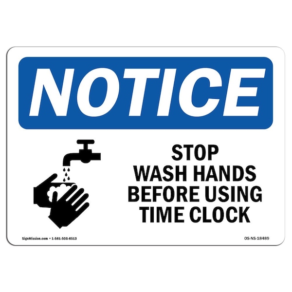 OSHA Sign, Stop Wash Hands Before Using W/, 5in X 3.5in Decal, 10PK, 3.5" W, 5" L, Landscape, PK10